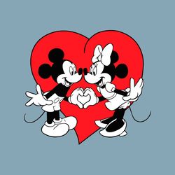 Valentine Mickey and Minnie Red Heart SVG