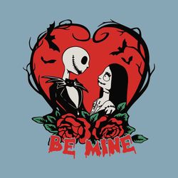 Jack And Sally Be Mine Floral Heart SVG