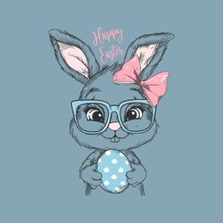 Retro Happy Easter Bunny Egg SVG