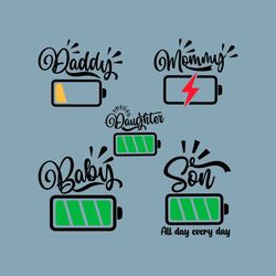 Family Matching Svg Bundle, Mommy and Daddy Battery Low Svg, Mother Father Son Matching Shirts Svg, Baby Svg, Son Svg, D