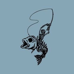 Fisherman Riding Fish Skeleton SVG | Funny Fishing SVG TShirt Gift Decal Graphics | Cricut Cut Files Clip Art Vector Di
