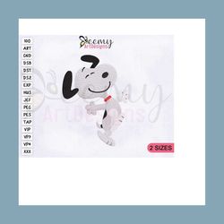 Happy Snoopy Machine Embroidery Design, 4x4 & 5x7 Hoop, Snoopy Embroidery Designs, Snoopy The Peanuts Silhouette Embroid