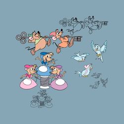 Cinderella Inspired Mice, Gus Gus, Jaq & Mary, Suzy and Perla Sewing, Blue Birds,SVG, PNG, Cricut, Cut File