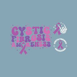 3 Bundle, Cystic Fibrosis Awareness Svg Png, Purple Ribbon, Trendy Retro Groovy Wavy Stacked Digital Download Sublimatio