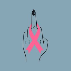 Pink Ribbon Middle Finger Svg, Fuck Cancer, Breast Cancer Awareness Svg, Pink October. Vector Cut file Cricut
