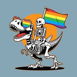 LGBT T Rex Skeleton Pride SVG