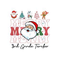 Christmas Merry Teacher SVG, 3rd Grade