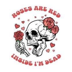 Roses Red Dead Inside Skeleton SVG