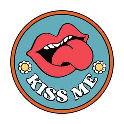 Kiss Me Retro Hippie Valentine Lips