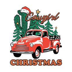 Cowgirl Christmas Pickup Car Cactus