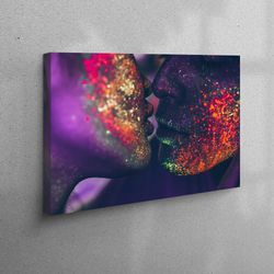 3D Canvas, Large Canvas, Living Room Wall Art, Sensual Art, Lover Canvas, Shimmery 3D Canvas, Couple Wall Decor,