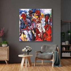 Music Canvas Art, Jazz Music Wall Decor, Living Room Wall Art, Roll Up Canvas, Stretched Canvas Art, Framed Wall Art Pai
