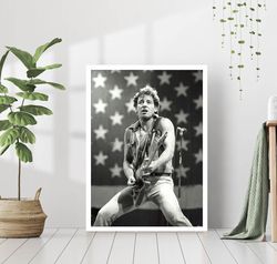 Bruce Springsteen Guitarist Singer Music Canvas Print Retro Black and White Photography Vintage Celebrity Rock Blues Can