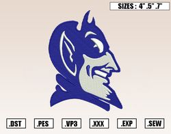 Duke Blue Devils Mascot Embroidery Designs, NFL Embroidery Design File Instant Download