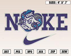 Nike X North Carolina Tar Heels Mascot Embroidery Designs, NFL Embroidery Design File Instant Download