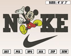 Nike X Mickey Mouse Embroidery Designs, Disney Embroidery Design File Instant Download