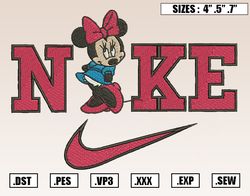 Nike Minnie Mouse Embroidery Designs, Disney Embroidery Design File Instant Download