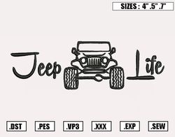 Jeep Life Embroidery Designs, Jeep Embroidery Design File Instant Download