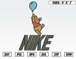 Nike Winnie The Pooh Embroidery Designs, Nike Disney Embroidery Design File Instant Download