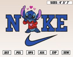 Nike Stitch In Love Embroidery Designs, Nike Valentine Embroidery Design File Instant Download