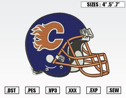 Calgary Flames Helmet Embroidery Designs, NFL Embroidery Design File Instant Download