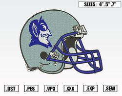 Duke Blue Devils Mascot Helmet Embroidery Designs, NFL Embroidery Design File Instant Download