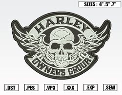Harley Owners Group Logo Embroidery Design, Transport Embroidery Design File Instant Download