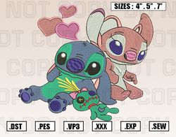 Stitch and Angel Cartoon Embroidery Design ,Cartoon Embroidery Design File Instant Download
