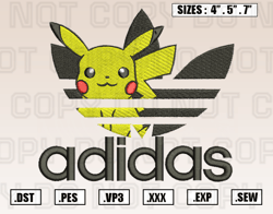 Adidas Pikachu Embroidery Design,Pokemon Embroidery Design File Instant Download