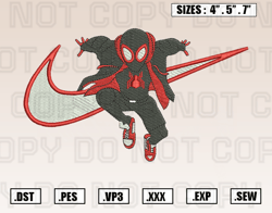 Nike Black Spiderman Embroidery Design, Spiderman Embroidery Design File Instant Download