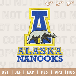 Alaska Nanooks Embroidery Design File, Ncaa Teams Embroidery Design File Instant Download