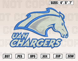 Alabama-Huntsville Chargers Logos Embroidery Design File, Ncaa Teams Embroidery Design File Instant Download