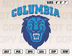 Columbia Lions Logos Embroidery Design File, Ncaa Teams Embroidery Design File Instant Download