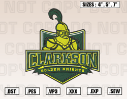 Clarkson Golden Knights Embroidery Designs File, Ncaa Teams Embroidery Design File Instant Download