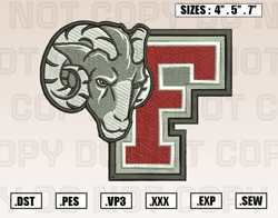 Fordham Rams Logos Embroidery Designs File, Ncaa Teams Embroidery Design File Instant Download