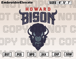 Howard Bison Logo Embroidery Designs File, Ncaa Teams Embroidery Design File Instant Download