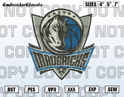 Logo Dallas Mavericks Embroidery Designs File, NBA Teams Embroidery Design File Instant Download