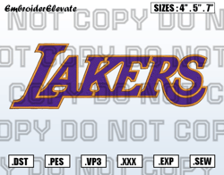 Los Angeles Lakers Logo Embroidery Designs File, NBA Teams Embroidery Design File Instant Download