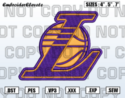 Los Angeles Lakers Logos Embroidery Designs File, NBA Teams Embroidery Design File Instant Download
