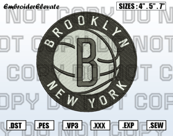 Brooklyn Nets Logo Embroidery Designs File, NBA Teams Embroidery Design File Instant Download