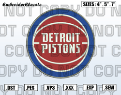 Detroit Pistons Logo Embroidery Designs File, NBA Teams Embroidery Design File Instant Download