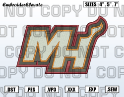 Miami Heat Logos Embroidery Designs File, NBA Teams Embroidery Design File Instant Download