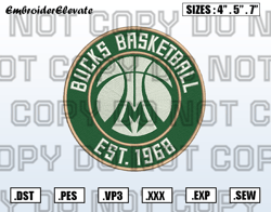 Milwaukee Bucks Logo Embroidery Designs File, NBA Teams Embroidery Design File Instant Download