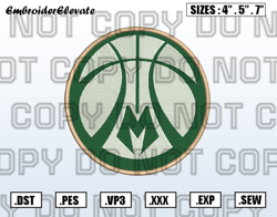 Milwaukee Bucks Logos Embroidery Designs File, NBA Teams Embroidery Design File Instant Download