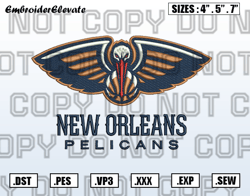 New Orleans Pelicans Logo Embroidery Designs File, NBA Teams Embroidery Design File Instant Download