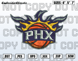 Phoenix Suns Logos Embroidery Designs File, NBA Teams Embroidery Design File Instant Download