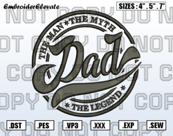 The Man,The Might,The Legend, Dad Embroidery Design, Dad Logo Embroidery, Mighty Dad Design, Instant Download