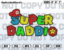 Super Daddio Embroidery Design, Cartoon Game Dad Embroidery, Funny Father's Day Design, Instant Download