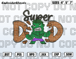 Hulk Dad Embroidery Design,Hot Movie Fathers Day Design, Funny Father's Day Design, Instant Download