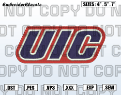 Illinois-Chicago Flames Logo Embroidery Designs File, Men's Basketball Embroidery Design, Instant Download